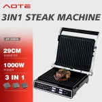 3-in-1 Multifunctional Breakfast Machine, Steak Grill Pan & Waffle Maker with Timing and Temperature Control Function