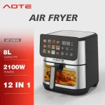 8L Large Capacity Multifunctional Air Fryer Touch Screen Up and Down Dual Heating Electric Oven for Household Kitchen Use